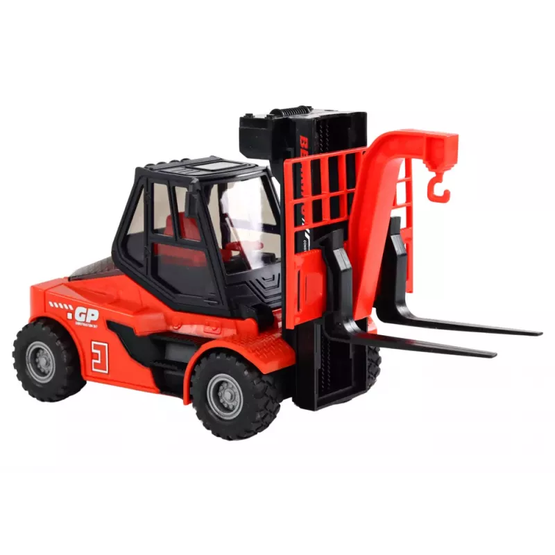 LEAN TOYS Empilhadora Vermelha 1:16 Garfos Móveis Sons Luzes
