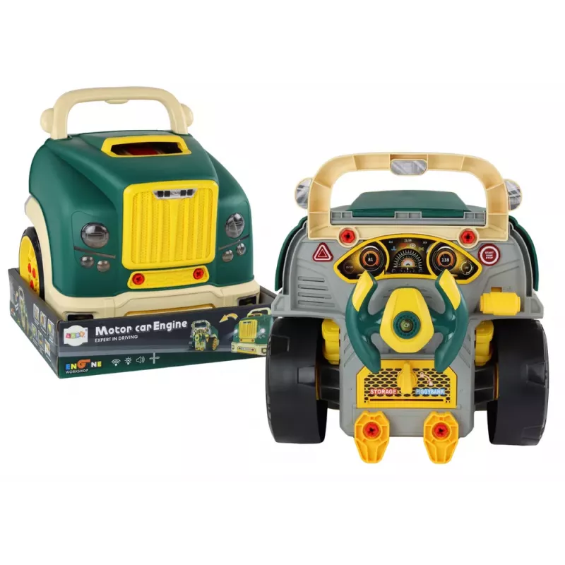 LEAN TOYS Kit de Montagem e Desmontagem de Camião com Motor de Oficina Verde