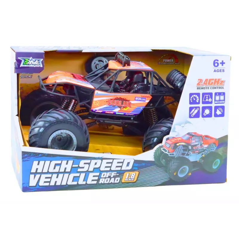 LEAN TOYS Carro RC Offroad com Controlo Remoto 1:8 Amortecedores Laranja