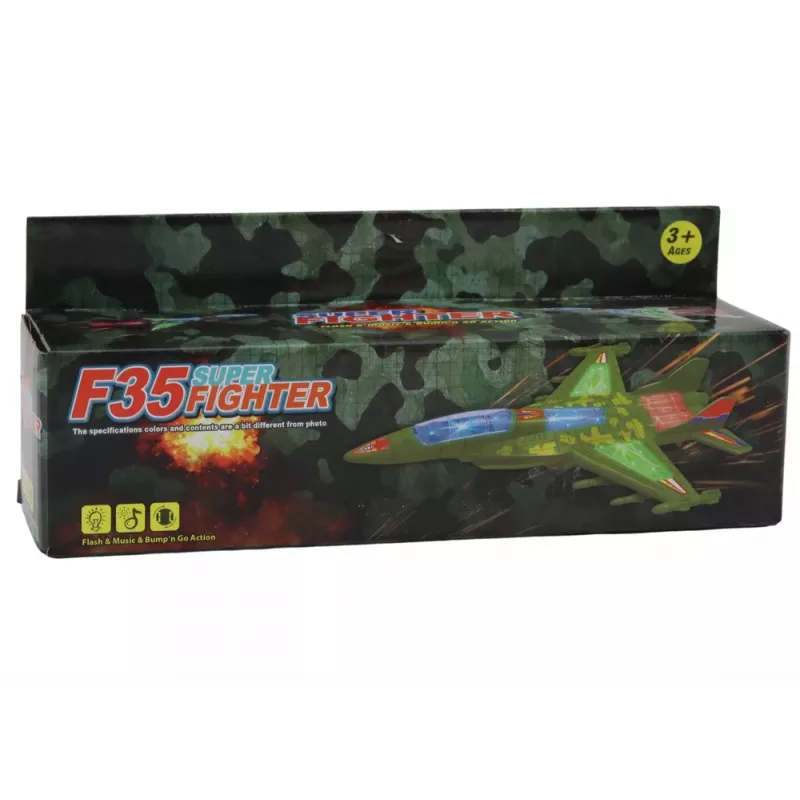 LEAN TOYS Caça Militar F35 com Luzes de Circulação e Efeitos Sonoros Verde