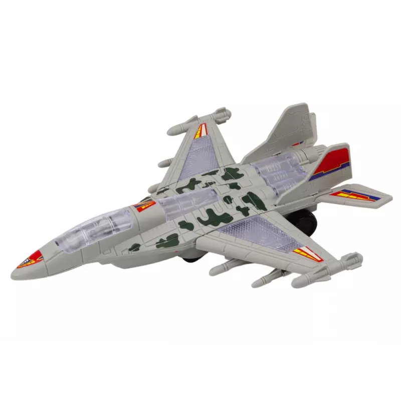 LEAN TOYS Caça Militar F35 com Efeitos de Circulação, Luz e Som Cinzento