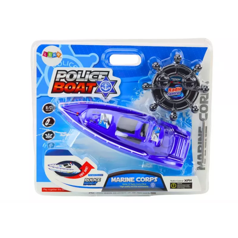 LEAN TOYS Barco de Polícia RC com Controlo Remoto Azul 27MHz