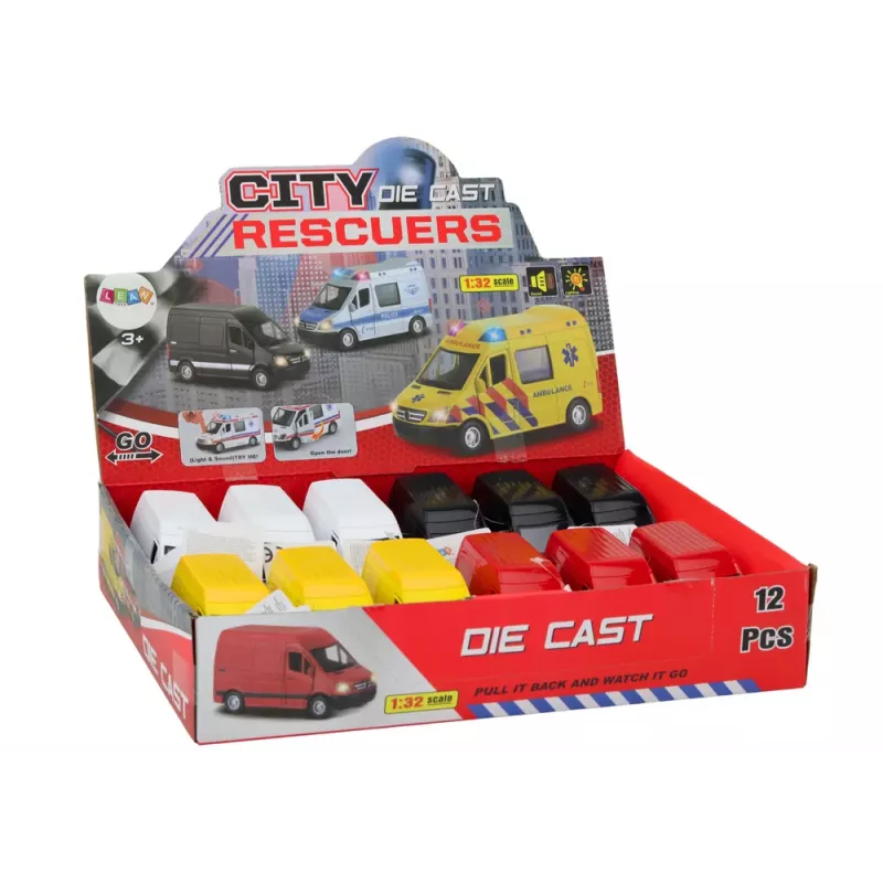 LEAN TOYS Carro de Entrega 1:32 Luzes Sons Vermelho Preto Amarelo Branco
