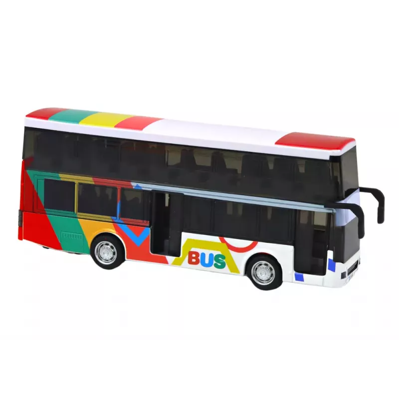 LEAN TOYS Autocarro de Dois Pisos com Fricção em Metal, Luzes Coloridas e Sons