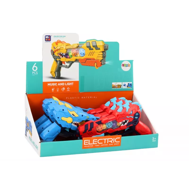LEAN TOYS Projetor de Arma Dinossauro Luzes e Sons Azul Vermelho