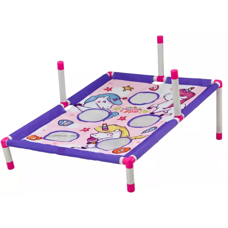 LEAN TOYS Jogo de Arcada Lançamento de Argolas e Saco 2em1 Tabuleiro Unicórnio