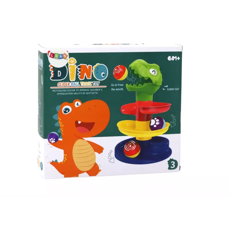 LEAN TOYS Escorrega Educativo para Bolas Encaixe Verde Dinossauro