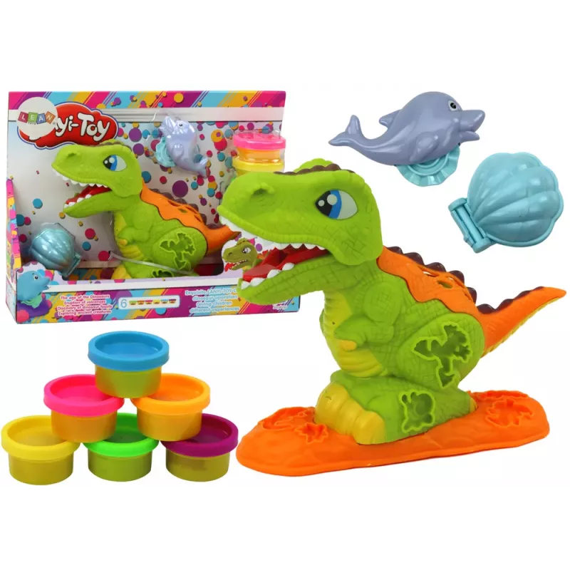 LEAN TOYS Conjunto de Plasticina Dinossauros 6 Cores Moldes Golfinho Vieira