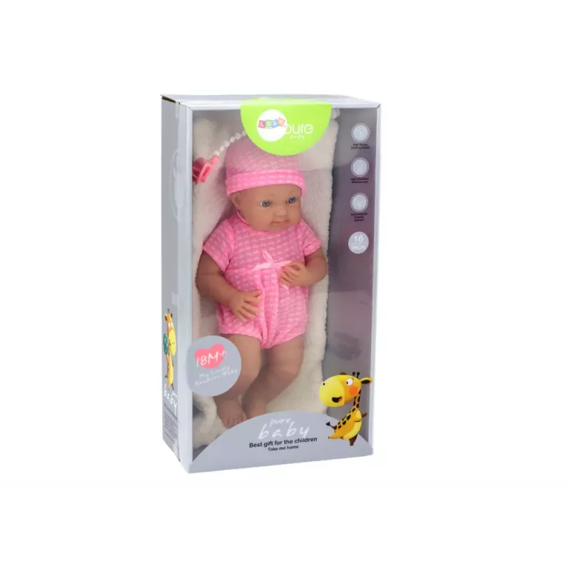 LEAN TOYS Boneca Bebé com Roupa Rosa, Gorro, Chupeta e Cobertor