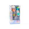LEAN TOYS Boneca Bebé com Pijama Cinzento, com Biberão, Chupeta e Sons de Bebé