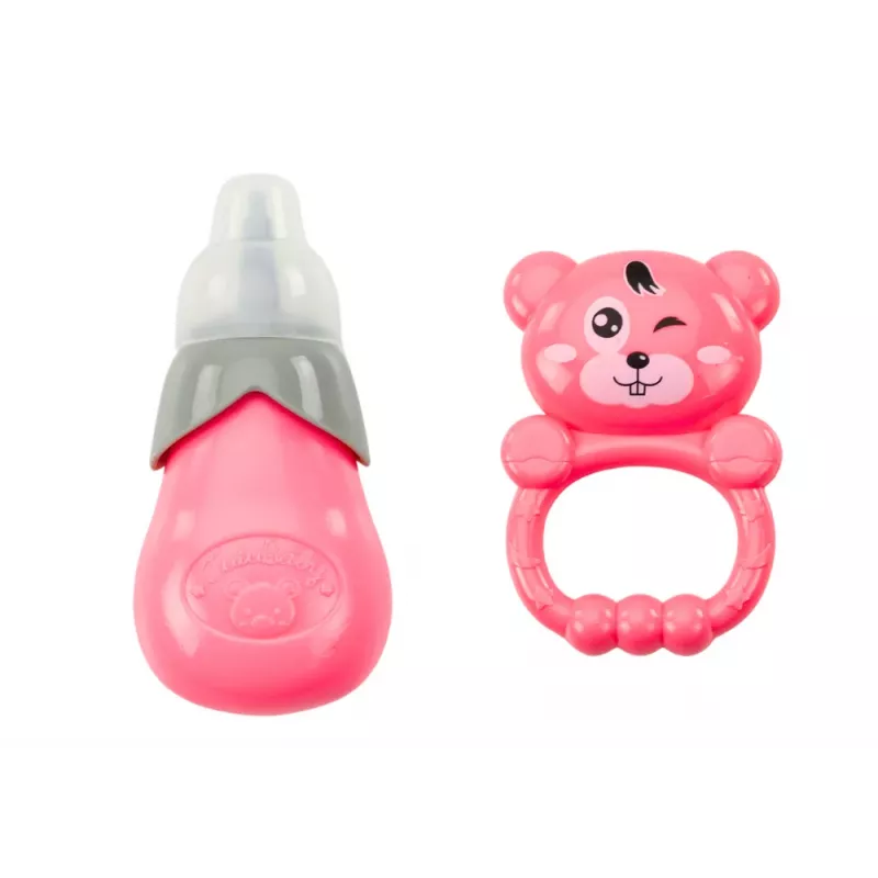 LEAN TOYS Boneca com Vestido Azul-Marinho com Função de Xixi, Biberão e Sons de Chocalho