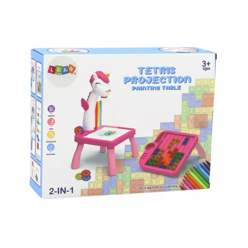 LEAN TOYS Mini Projetor Tetris Mesa 2in1 Blue Unicorn