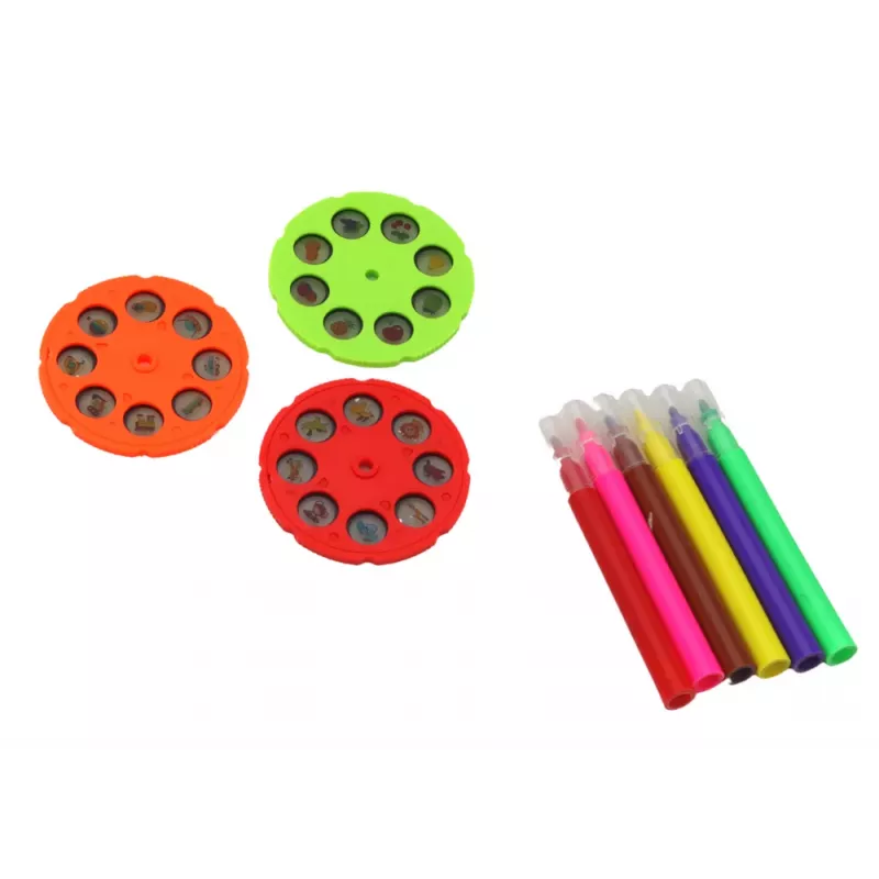 LEAN TOYS Projetor de Desenho com 3 Discos Intercambiáveis e Canetas, Roxo