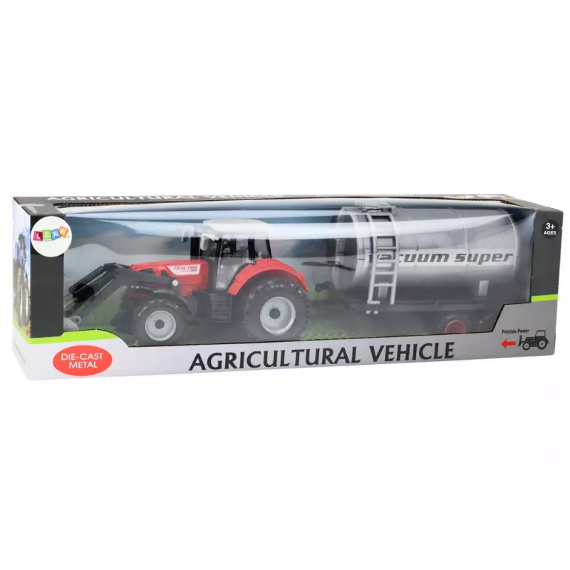 LEAN TOYS Trator Agrícola Escavadora com Cisterna Acionamento Vermelho