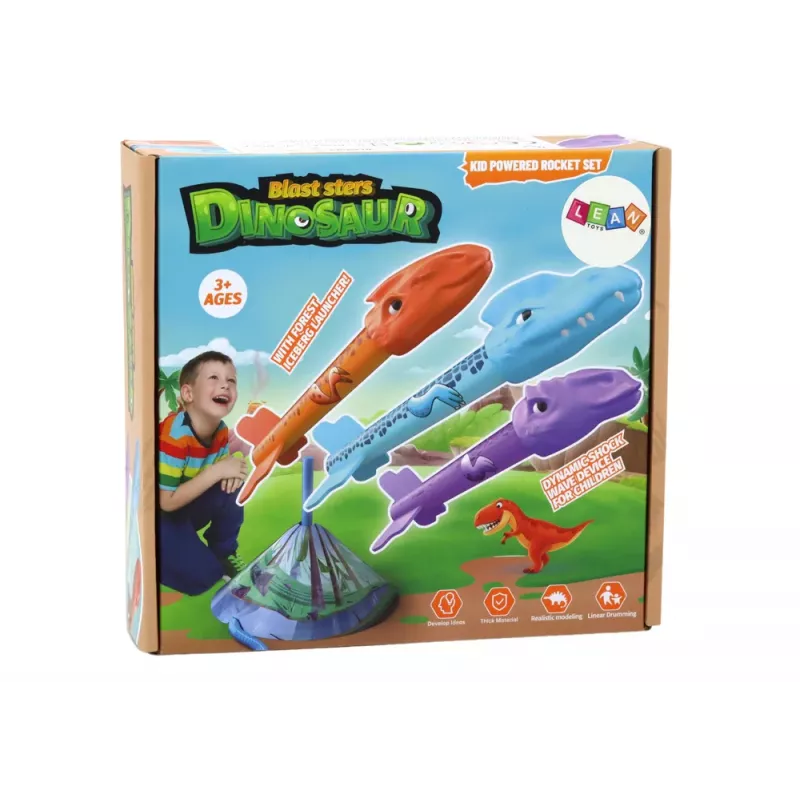 LEAN TOYS Jogo de Lançamento de Foguetes Dinossauro Floresta Colorido Push Up