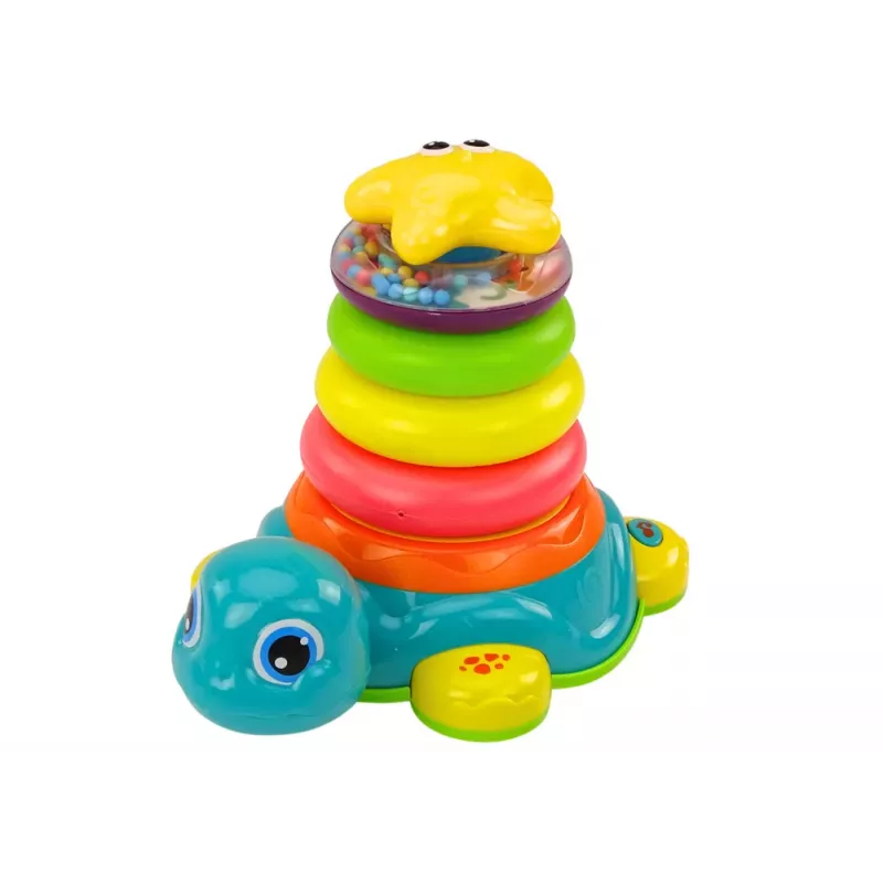 LEAN TOYS Tartaruga de Equilíbrio 2in1 Puzzle Rodas Luzes Sons