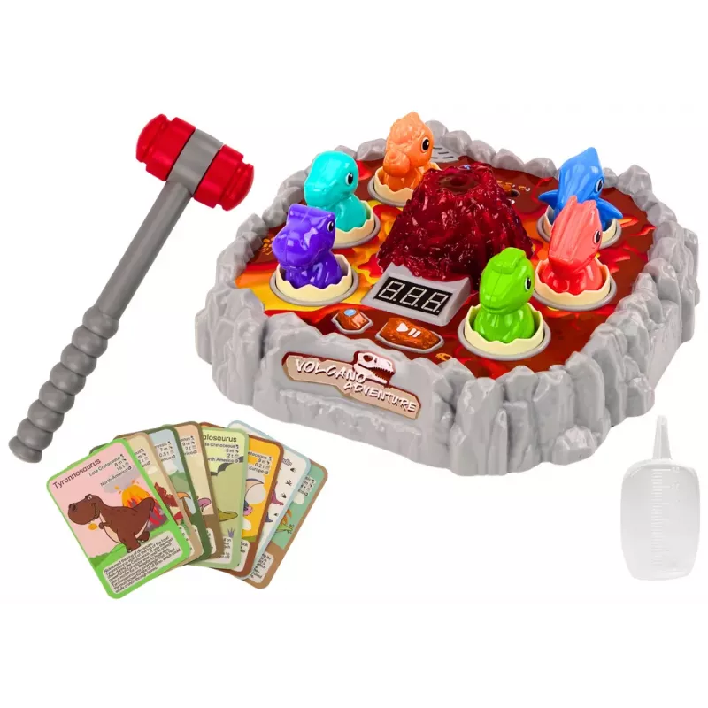 LEAN TOYS Jogo Arcade Wac A Mole Dinossauros Vulcão Efeito de Fumo Luzes Sons