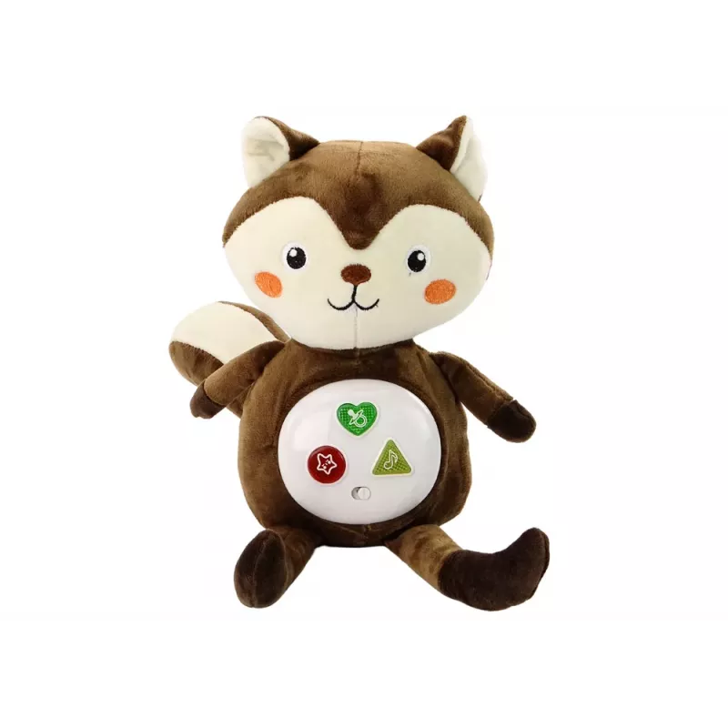 LEAN TOYS Esquilo de Peluche Brinquedo Educativo Interativo Ajuda a Dormir Melodias Fofas