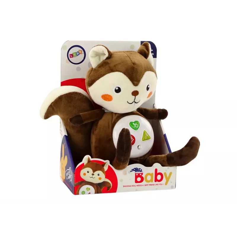 LEAN TOYS Esquilo de Peluche Brinquedo Educativo Interativo Ajuda a Dormir Melodias Fofas