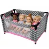 LEAN TOYS Cama de Bonecas Alice com Estrelas, Bolsa, Cobertor, Almofada, Cinzento e Rosa
