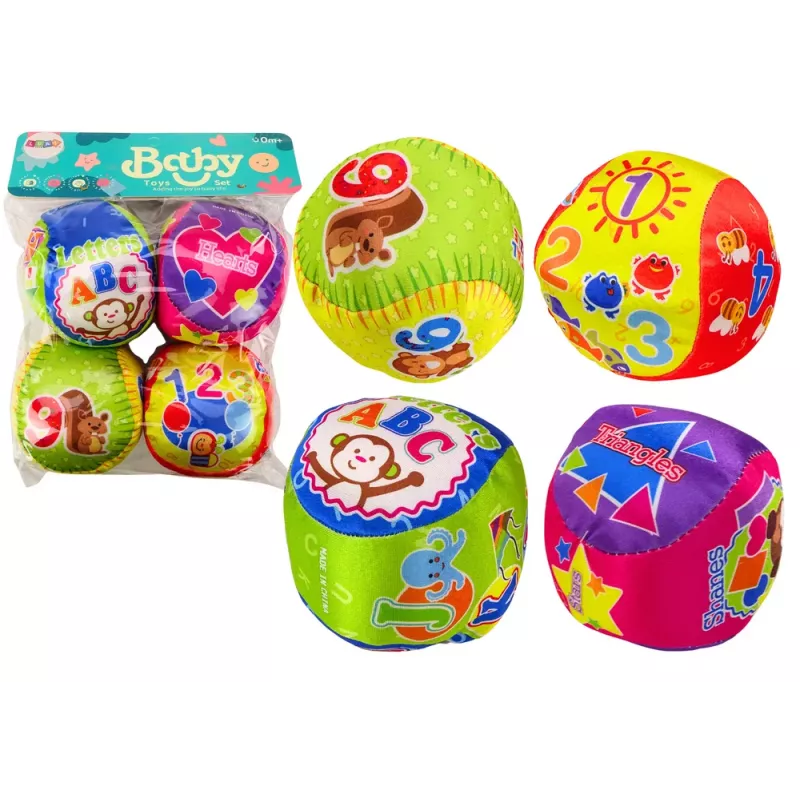 LEAN TOYS Conjunto de Bolas Macias Coloridas Educativas com Guizo 4 unid.