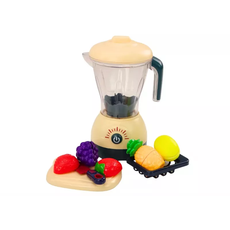 LEAN TOYS Conjunto de Misturadora Elétrica, Frutas para Cortar, Luzes e Sons