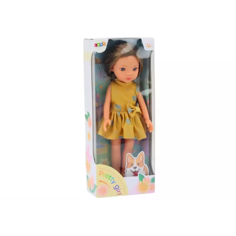 LEAN TOYS Boneca Vestido Amarelo Cabelo Castanho Boneca Grande 33cm
