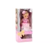 LEAN TOYS Boneca Vestido Rosa Cabelo Comprido Gancho de Cabelo Escova 38cm