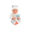 LEAN TOYS Boneca Bebé com Roupa às Riscas Branco e Cinzento, Gorro, Chupeta, Manta