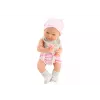 LEAN TOYS Boneca Bebé com Roupa Branca e Rosa, Gorro, Chupeta, Babete, Colcha