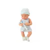 LEAN TOYS Boneca Bebé com Roupa Azul e Branca, com Gorro, Chupeta, Babete, Manta