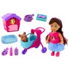 LEAN TOYS Boneca com Cães, Boneca Cão, Acessórios Canil, Rosa, Cachorro, 16 Peças