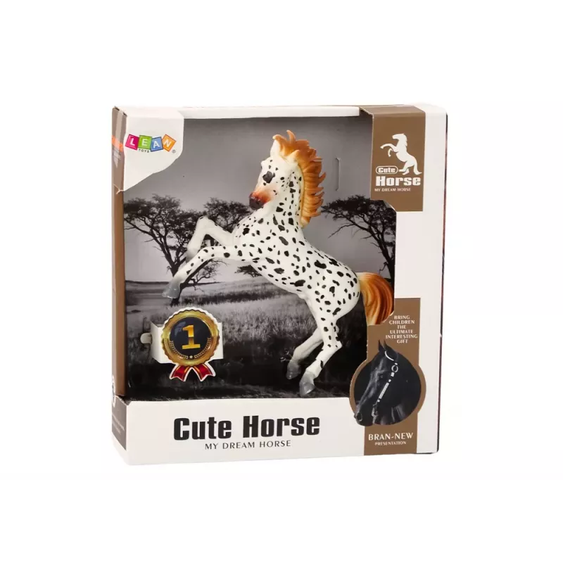 LEAN TOYS Figura Cavalo Branco com Pintas em Pé Estábulo Quinta Cavalo Fofo