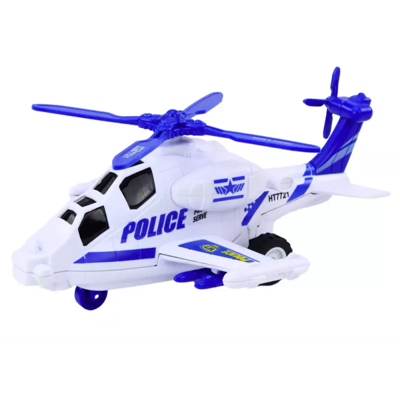 LEAN TOYS Helicóptero da Polícia Branco ou Preto Fricção Luz e Som