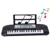 LEAN TOYS Piano Elétrico para Crianças com Suporte de Microfone, 37 Teclas, Melodias, Preto