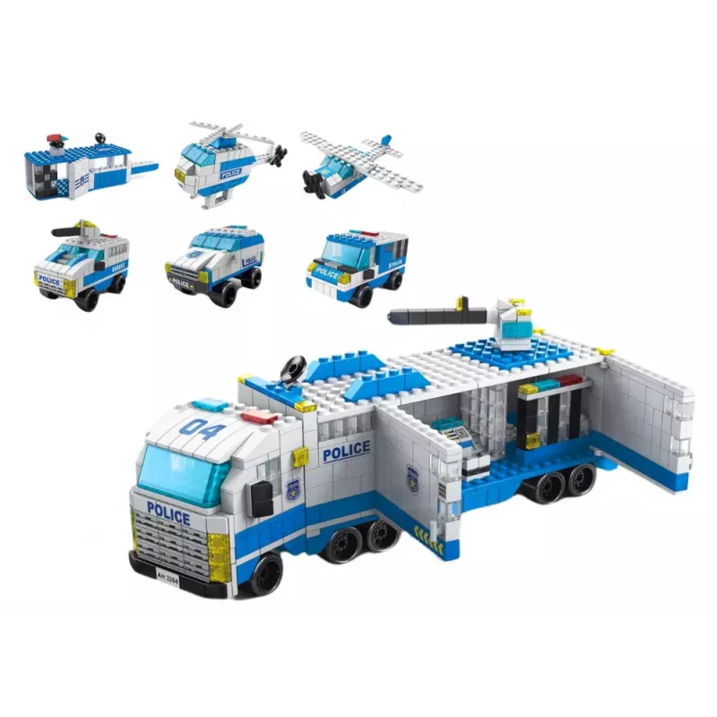 LEAN TOYS Camião da polícia Blocos de construção Conjunto 6em1 Police Vehicles 1000 unid.