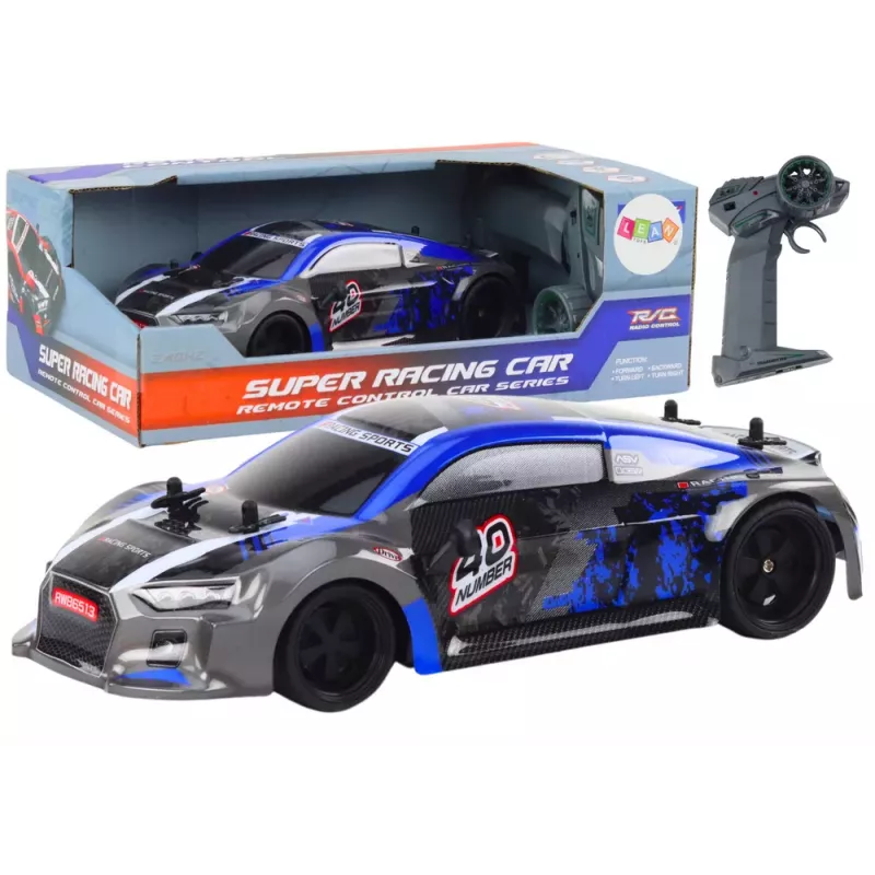 LEAN TOYS Carro telecomandado RC 1:18 Pneus de borracha Drift Azul