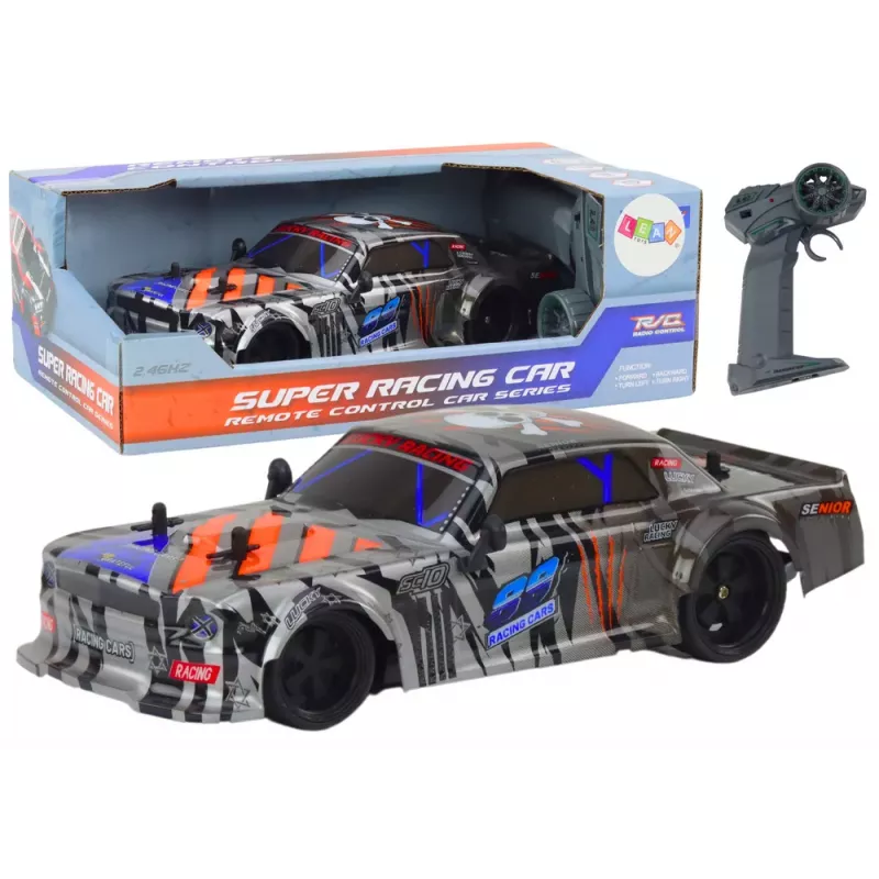 LEAN TOYS Carro desportivo telecomandado RC 1:18 Cinzento
