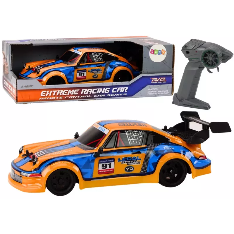 LEAN TOYS Carro telecomandado RC 1:16 Pneus de borracha Drift Laranja