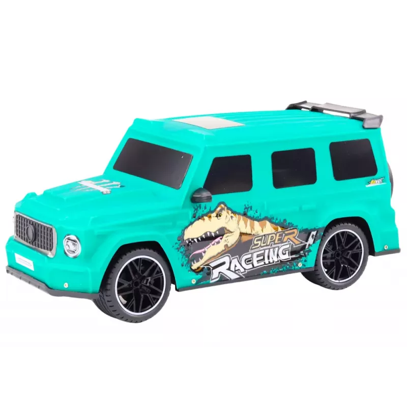 LEAN TOYS Carro telecomandado RC com dinossauro, escala 1:10, Verde
