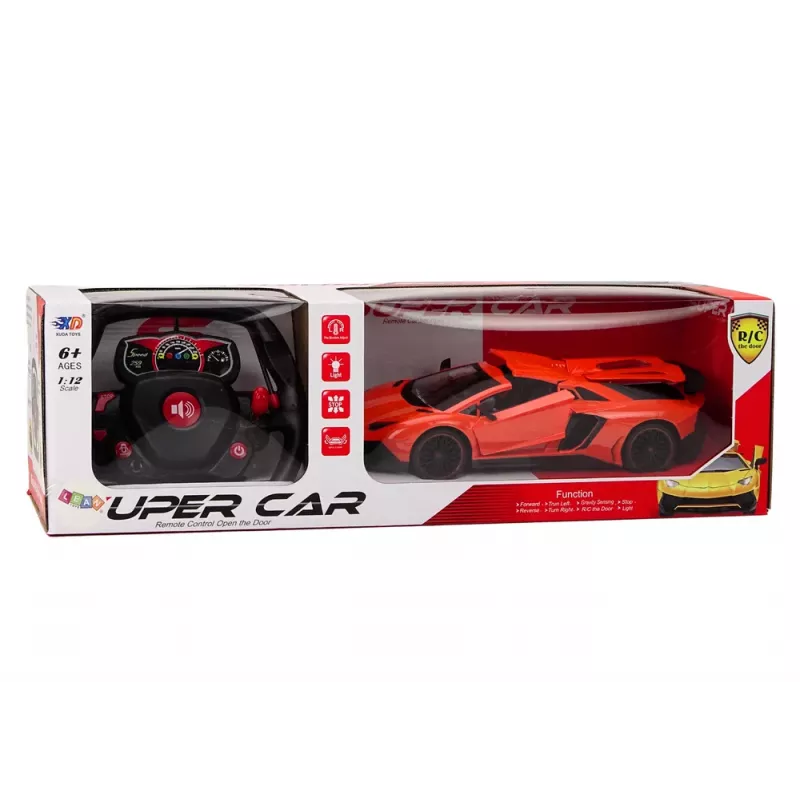 LEAN TOYS Carro desportivo RC 1:12 Portas de abrir Laranja