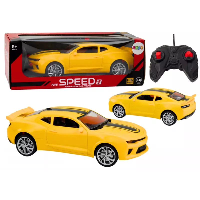 LEAN TOYS Carro de brincar Carro desportivo telecomandado RC 1:16 Amarelo