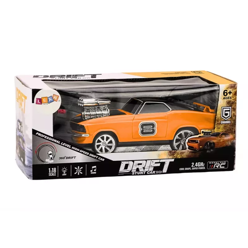 LEAN TOYS Carro telecomandado 1:18 Drift 360 Luzes Sons Laranja