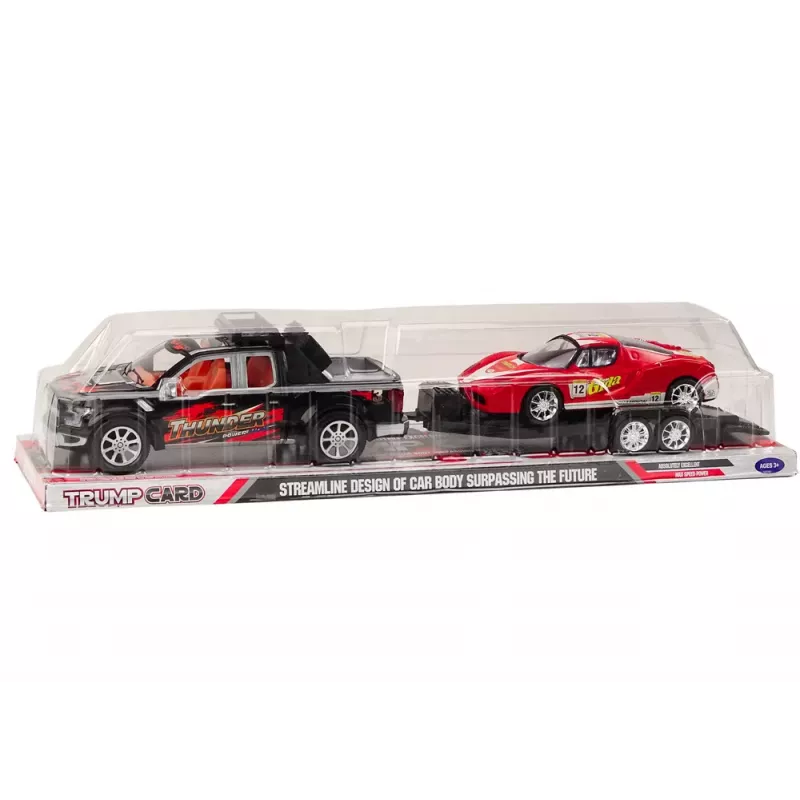 LEAN TOYS conjunto de pickup com camião reboque, semirreboque, carro desportivo e veículo todo-o-terreno