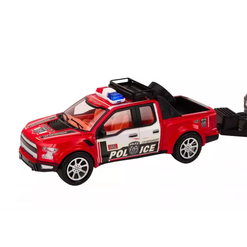 LEAN TOYS conjunto de polícia pickup com camião reboque semirreboque carro todo-o-terreno polícia