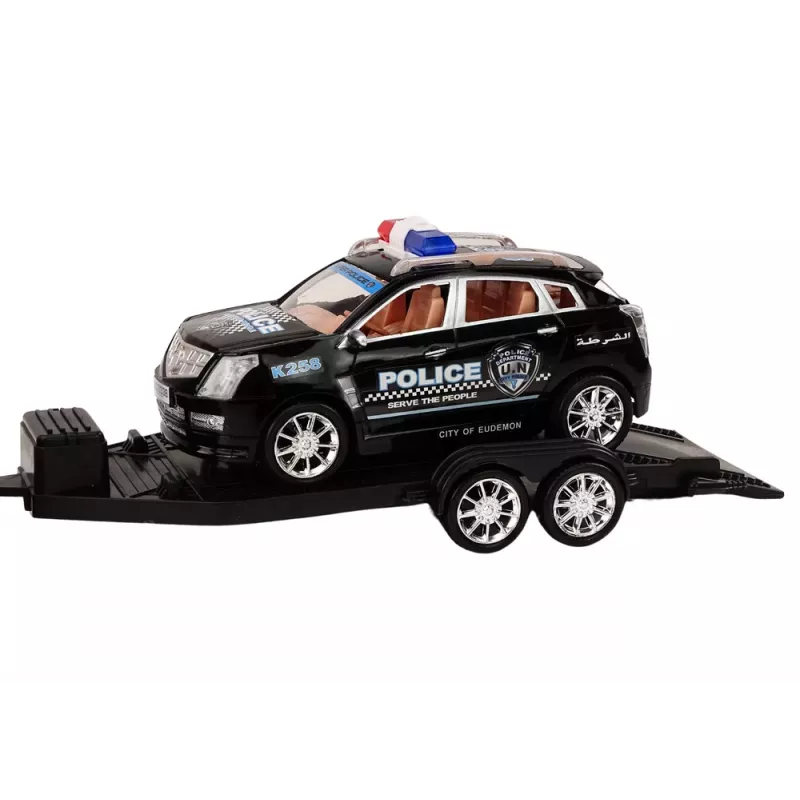 LEAN TOYS conjunto de polícia pickup com camião reboque semirreboque carro todo-o-terreno polícia