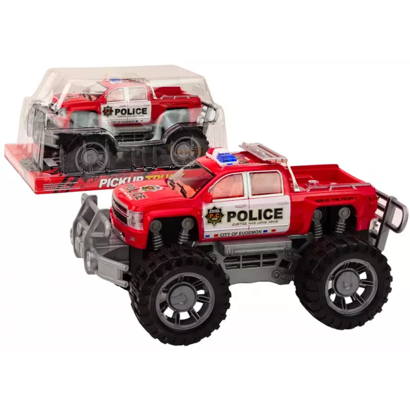 LEAN TOYS carro de polícia pickup vermelho carro de polícia todo-o-terreno