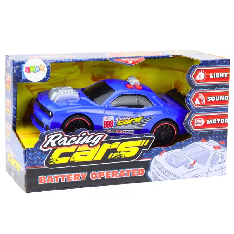 LEAN TOYS carro de corrida com luz, som e capô de abertura azul