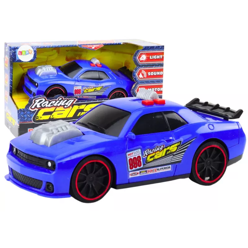 LEAN TOYS carro de corrida com luz, som e capô de abertura azul
