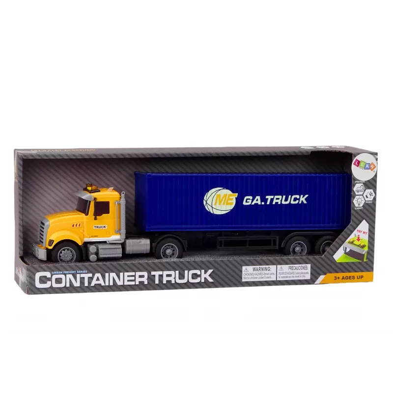 LEAN TOYS camião TIR semirreboque luzes sons tração amarelo